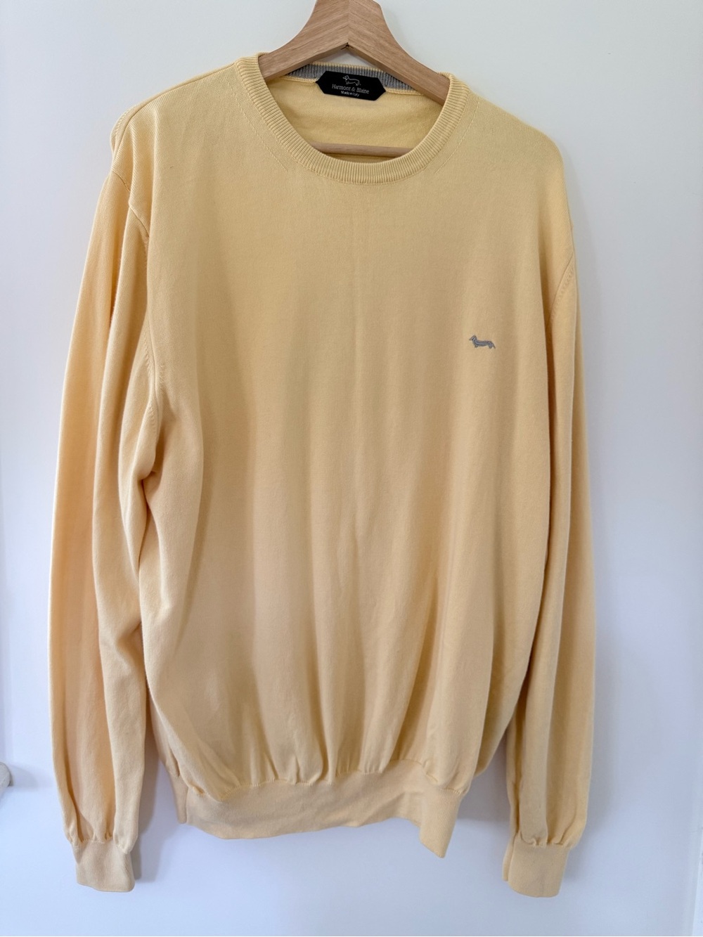 Harmont & Blaine Men's Cotton 5XL Crewneck Sweater in Pale Yellow